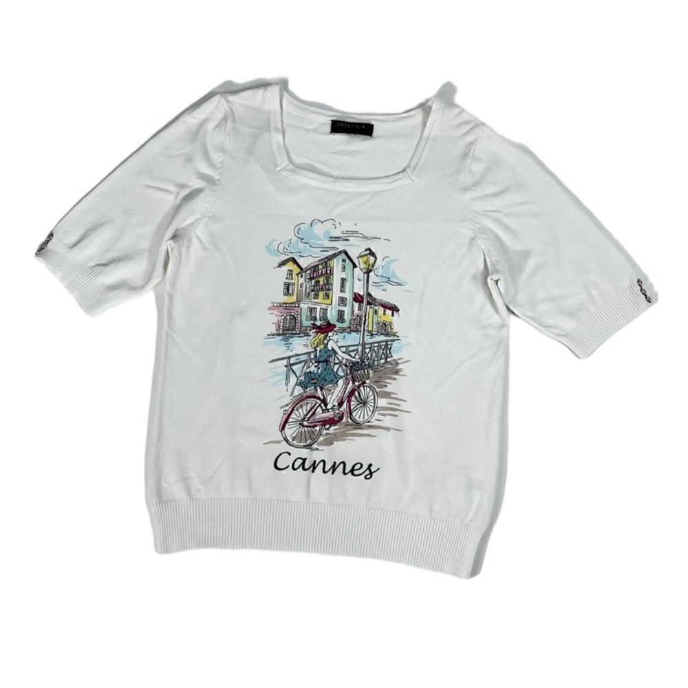 Joseph A. Cannes Square Neck Short Sleeves Sweater Top Size S